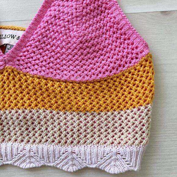 Y2K Crochet Crop Top Multicolor Size XS Babydoll Halter Boho Hippie - Picture 4 of 9